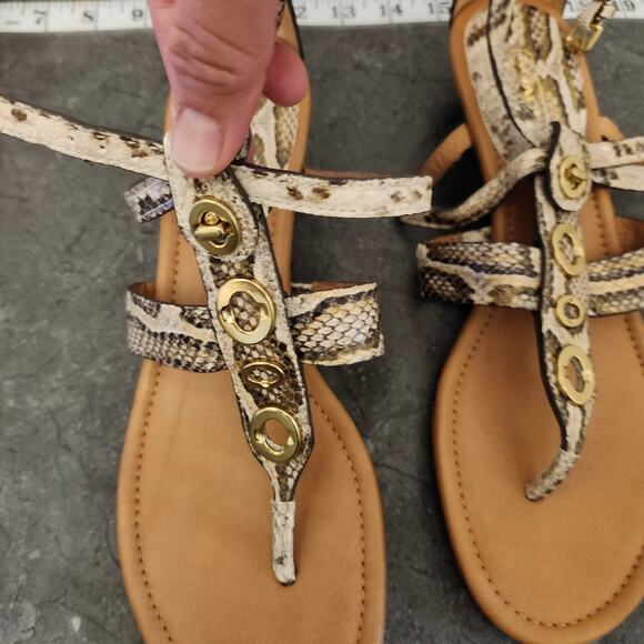 Coach Snakeskin Sandals Women's 9.5 B Brown Python  Embossed Wedge Sandal - Picture 3 of 7